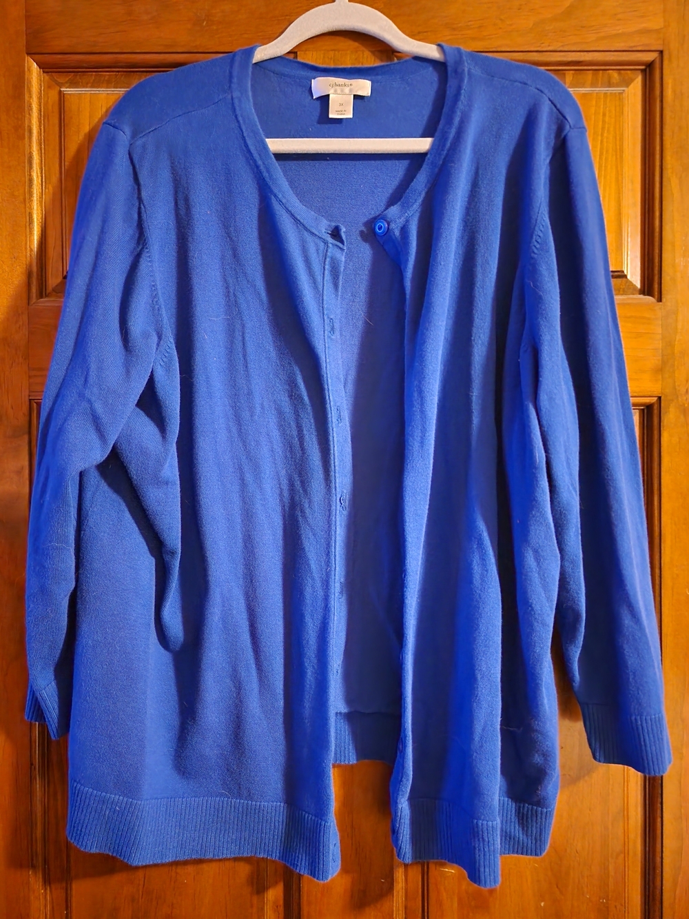 CJ Banks Royal Blue Lightweight Button-Front Cardigan